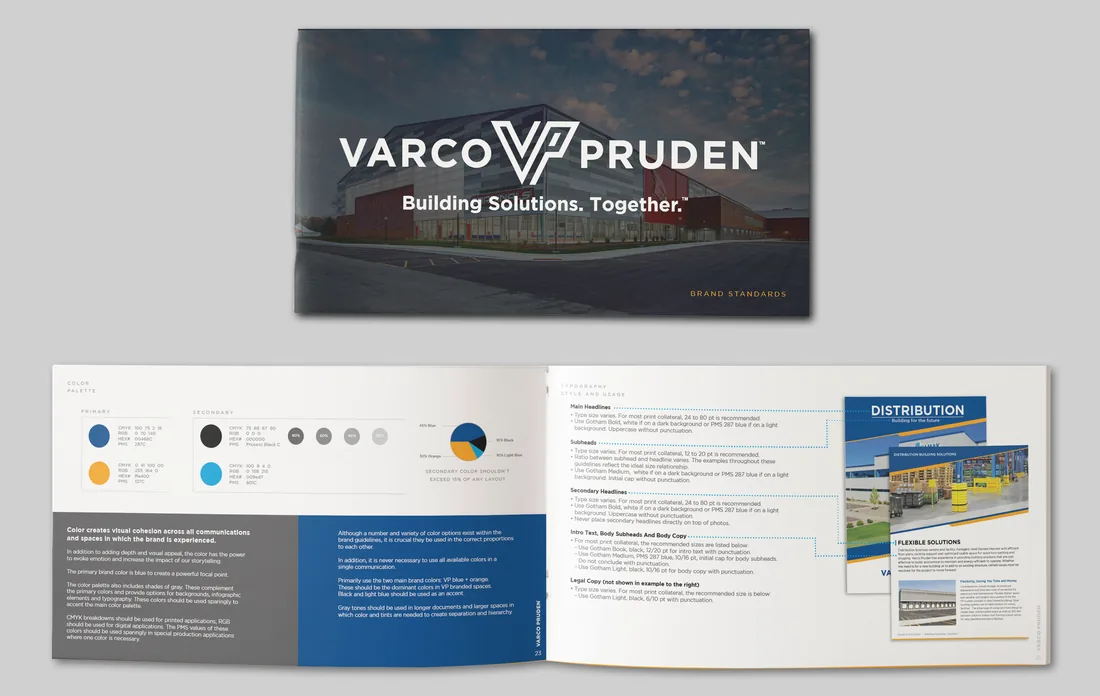 Varco Pruden brand design guide spread
